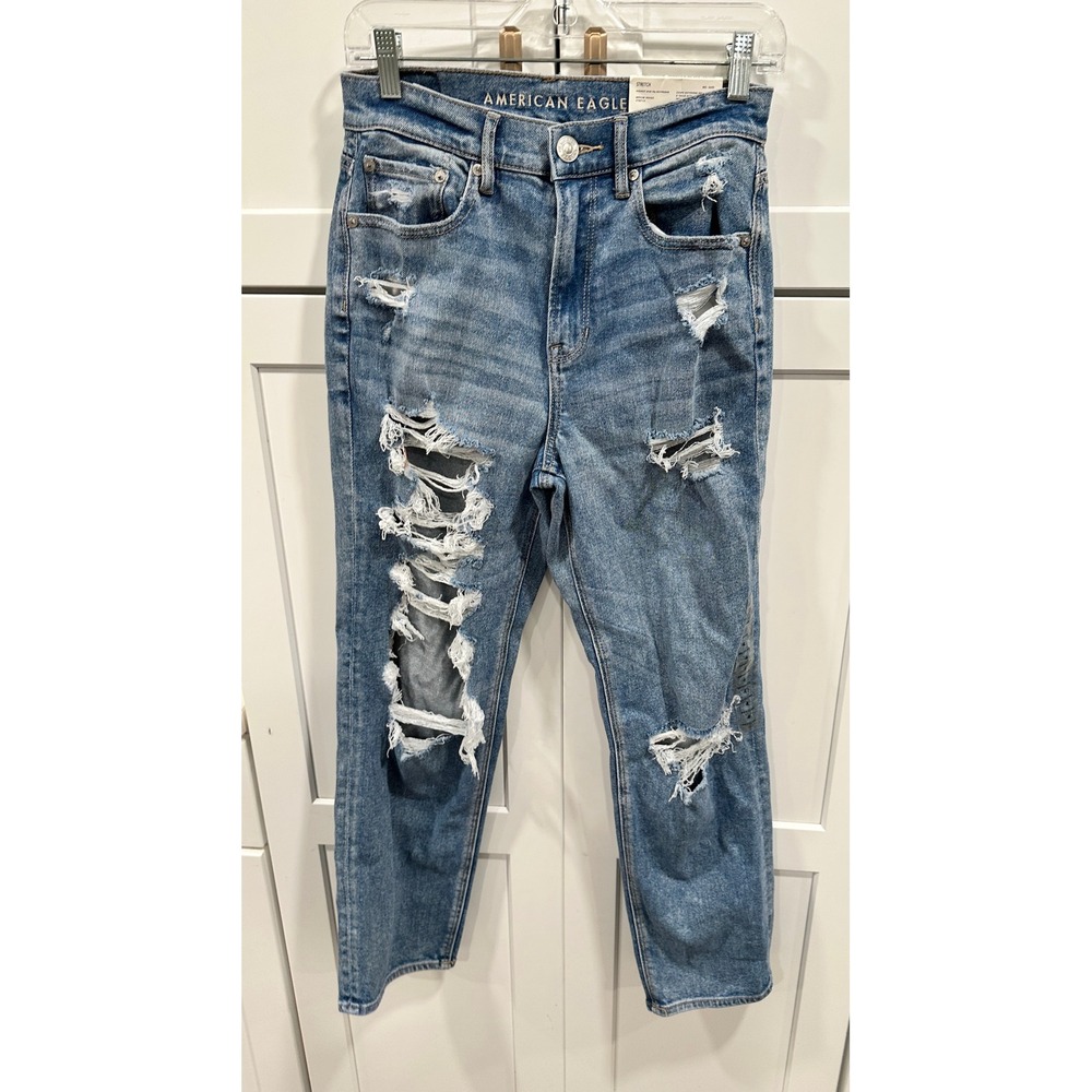 American Eagle Womens 90s Boyfriend‎ Jeans Highest Rise Distressed Size 4